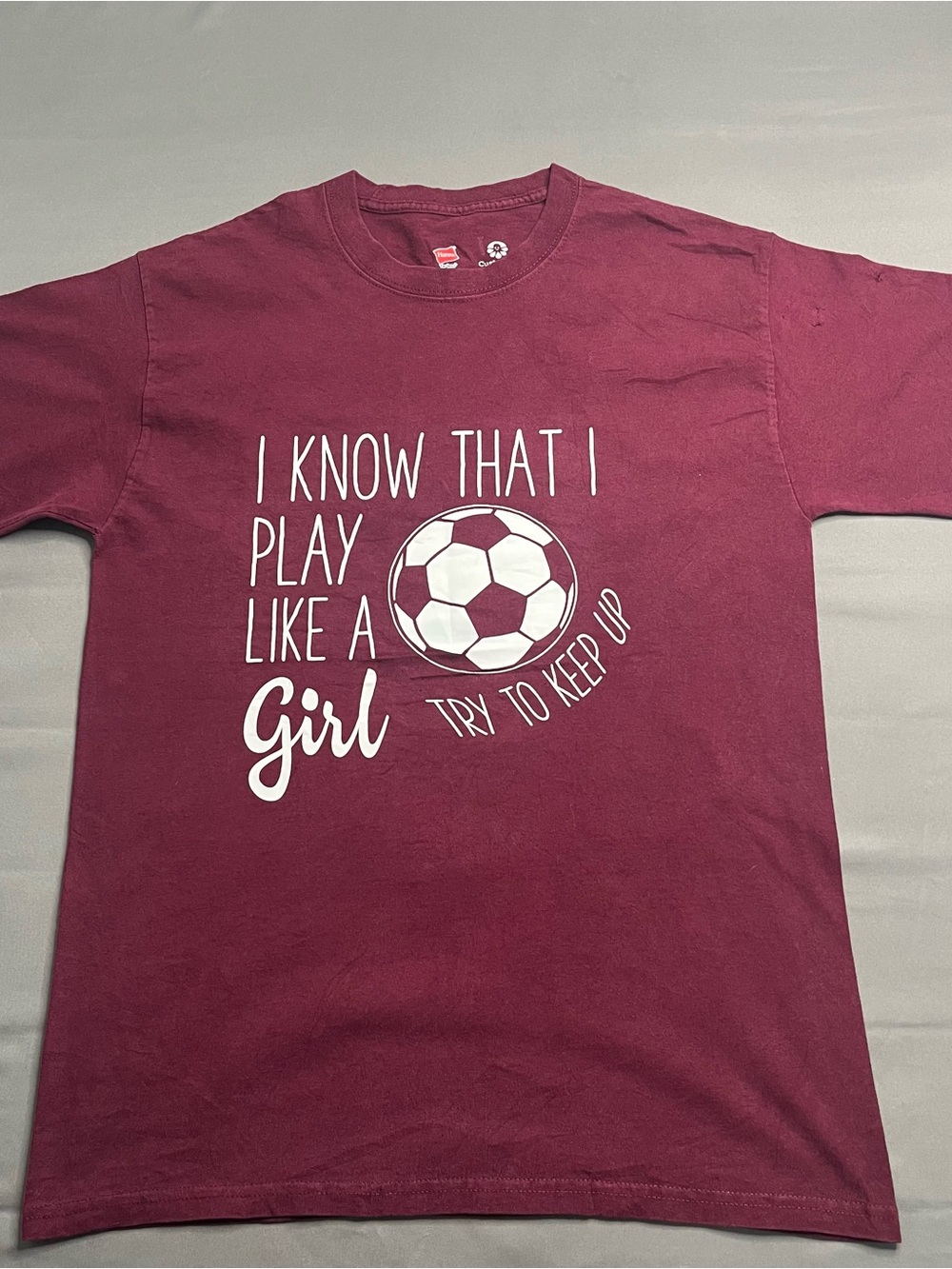 Hanes Maroon Girls' Soccer Graphic Tee